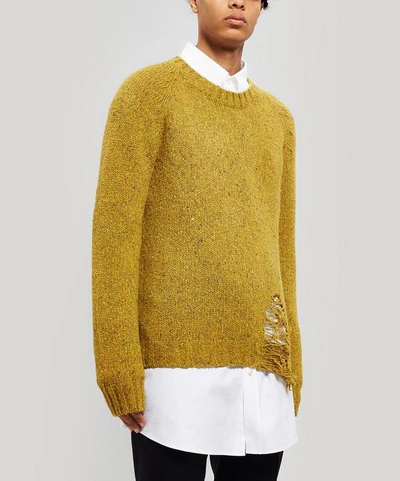 Maison Margiela Destroyed Hem Sweater In Yellow | ModeSens