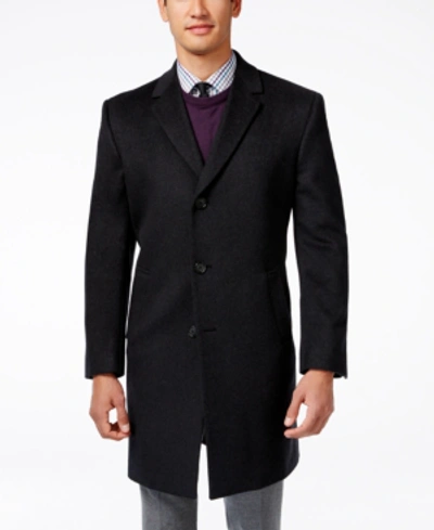 Shop Kenneth Cole Men's Raburn Wool-blend Over Coat Slim-fit In Charcoal