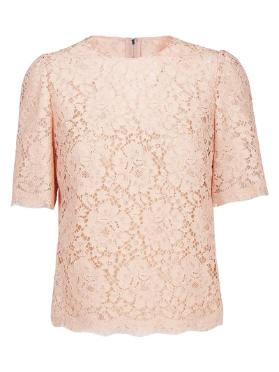 Shop Dolce & Gabbana Cordonetto Lace Top In Rosa Pallido