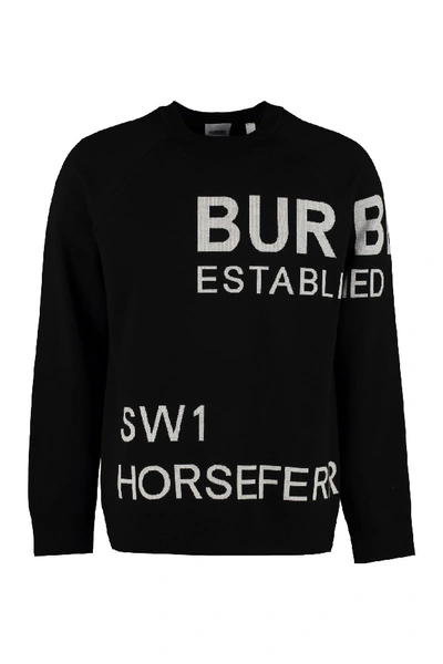 Shop Burberry Intarsia Crew-neck Sweater In Black