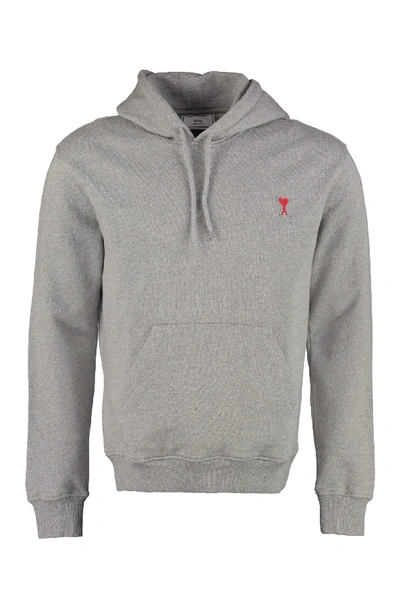 Shop Ami Alexandre Mattiussi Cotton Hoodie In Grey