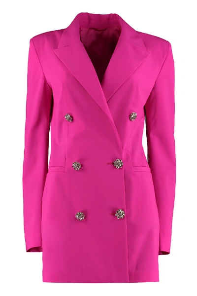 Shop Attico Embellished Button Blazer Dress In Fuchsia