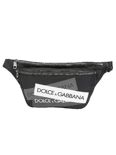 Shop Dolce & Gabbana Logo Tape Belt Bag In Nero/mult. Reflctive