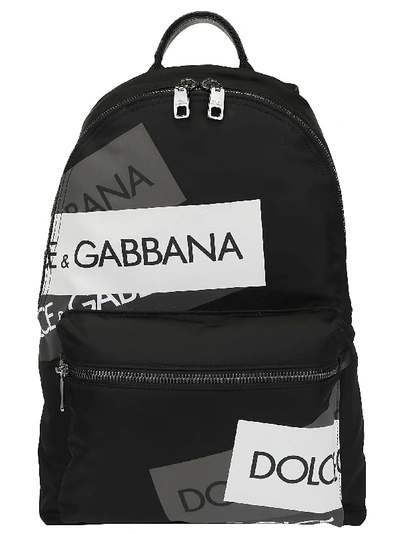 Shop Dolce & Gabbana Logo Tape Backpack In Nero/mult. Reflctive