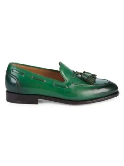 Shop Ferragamo Mario Double Tassel Leather Loafers In Green