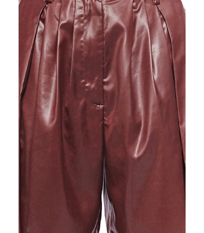 Shop Tibi Liquid Drape Pleated Shorts In Burgundy