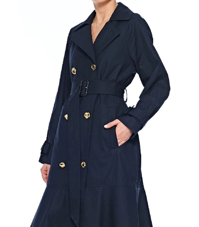 Shop Tibi Trench With Removable Quilted Lining In Navy