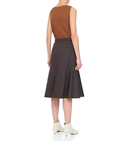 Shop Tibi Dominic Twill Skirt In Brown