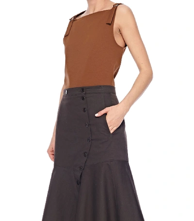 Shop Tibi Dominic Twill Skirt In Brown