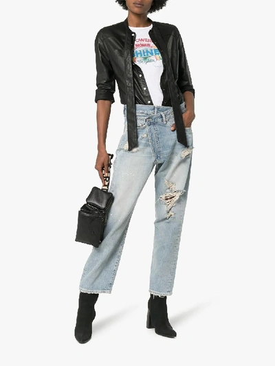 Shop R13 Xovr Distressed Jeans In Blue