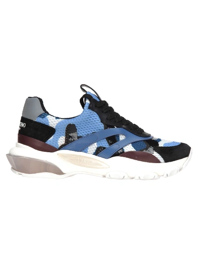 Shop Valentino Low Top Bounce Sneakers In Blue