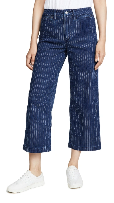 Shop Joe's Jeans The Hr Trouser Crop Jeans In Indigo Pinstripes