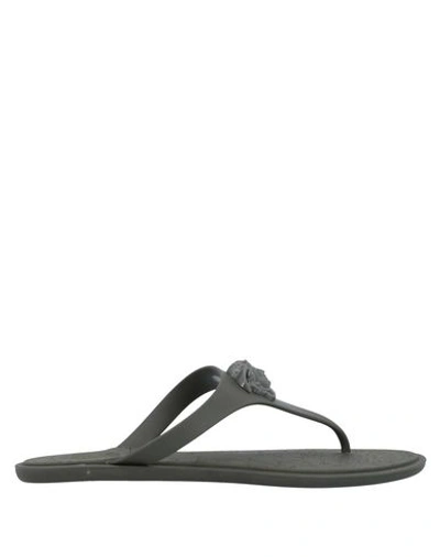 Shop Versace Flip Flops In Dark Green