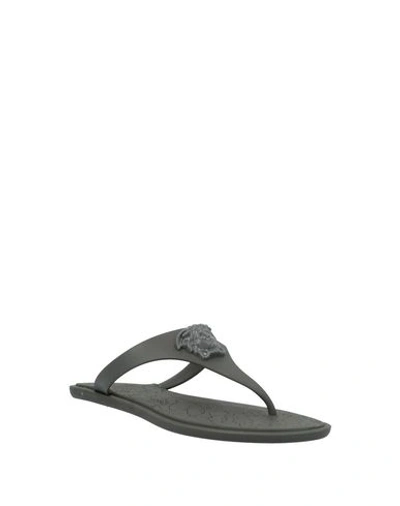 Shop Versace Flip Flops In Dark Green