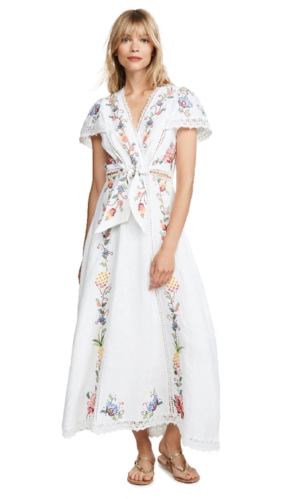 Farm rio embroidered clearance front knot dress