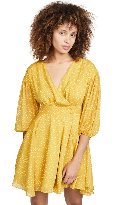 Shop Lerumi Corinne Mini Dress In Yellow Spot