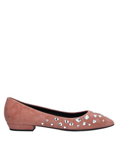 Shop Giuseppe Zanotti Ballet Flats In Pastel Pink