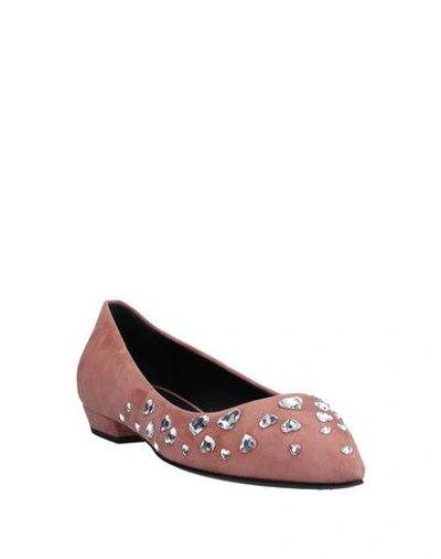 Shop Giuseppe Zanotti Ballet Flats In Pastel Pink