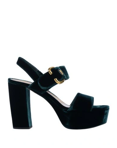 Shop Prada Sandals In Dark Green