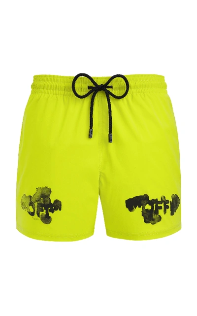 Shop Off-white +vilebrequin Printed Shell Swim Shorts Size In Yellow