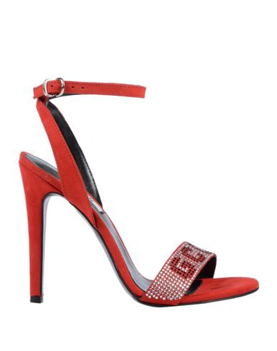 Shop Gcds Woman Sandals Red Size 8 Textile Fibers