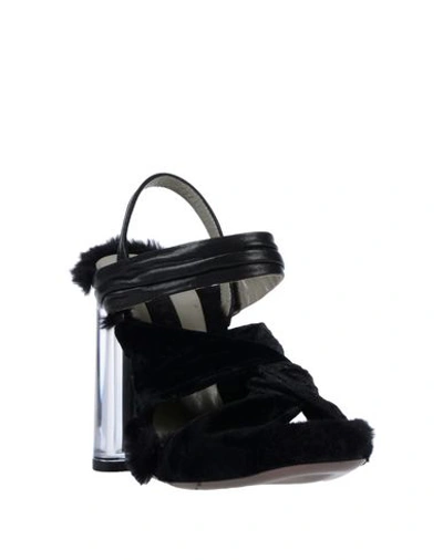 Shop Malloni Woman Sandals Black Size 7 Soft Leather, Textile Fibers