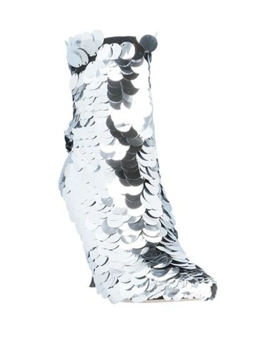 Sergio Rossi Sr Milano Sequined Silk-organza Sock Boots In Silver
