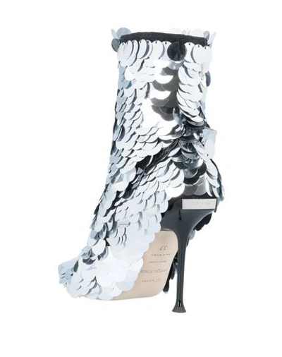 Sergio Rossi Sr Milano Sequined Silk-organza Sock Boots In Silver