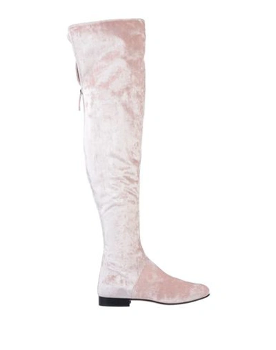 Shop Alberta Ferretti Woman Knee Boots Pink Size 6 Textile Fibers