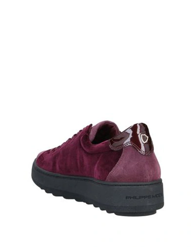 Shop Philippe Model Woman Sneakers Burgundy Size 8 Textile Fibers, Soft Leather In Red