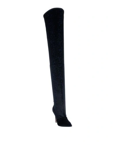 Shop Balmain Woman Knee Boots Black Size 9.5 Textile Fibers