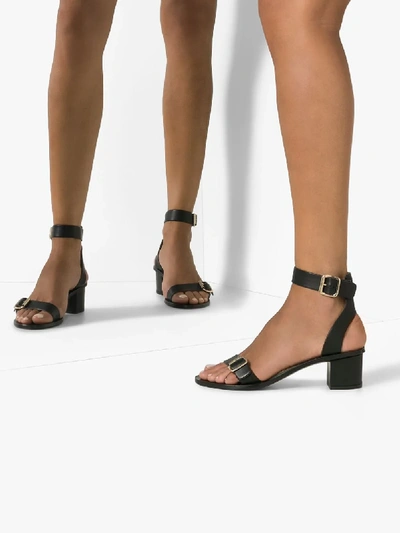 Shop Atp Atelier Black Carmen 45 Ankle Strap Leather Sandals