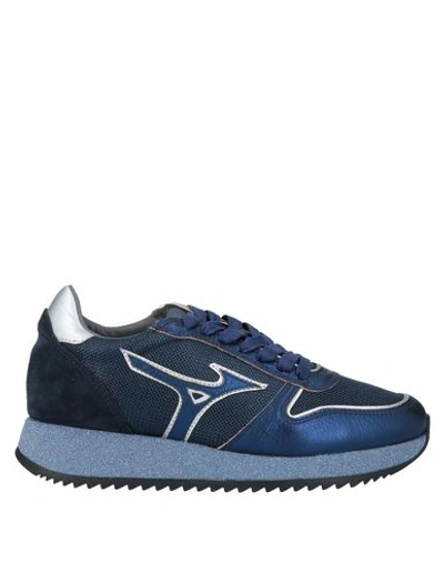 Shop Mizuno Woman Sneakers Midnight Blue Size 5 Soft Leather, Textile Fibers