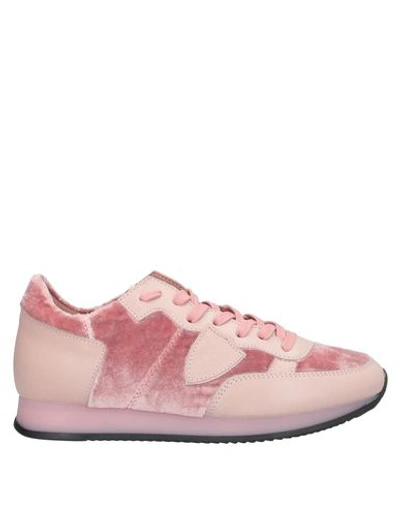 Shop Philippe Model Woman Sneakers Pink Size 7 Soft Leather, Textile Fibers