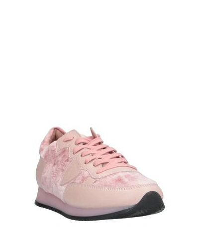Shop Philippe Model Woman Sneakers Pink Size 7 Soft Leather, Textile Fibers