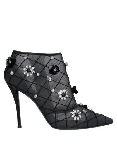 Shop Roger Vivier Woman Ankle Boots Black Size 6 Textile Fibers, Soft Leather
