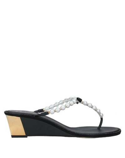 Shop René Caovilla Flip Flops In Black