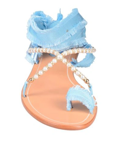 Shop René Caovilla Flip Flops In Sky Blue