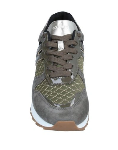 Shop Hogan Woman Sneakers Military Green Size 6 Soft Leather, Textile Fibers
