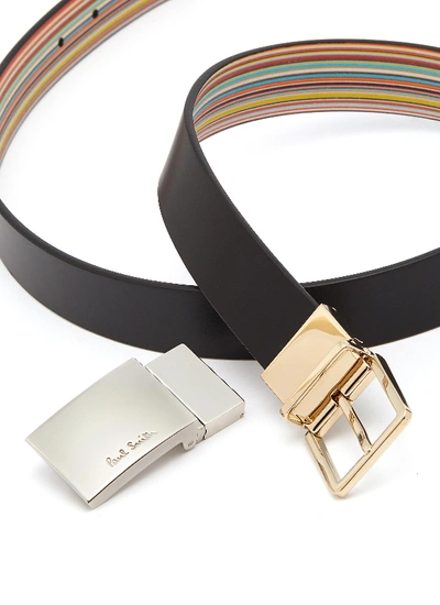 Shop Paul Smith Reversible Interchangeable Buckle Stripe Leather Belt