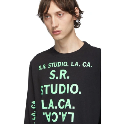 Shop S.r. Studio. La. Ca. Black And Green Unlimited S.r.s. Double Logo Basic Long Sleeve T-shirt In Blkmi Blkmi