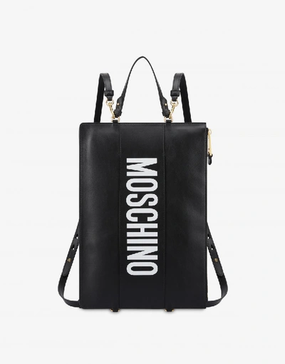 Shop Moschino Leather Clutch Backpack 38297 In White