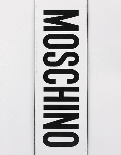 Shop Moschino Leather Clutch Backpack 38297 In White
