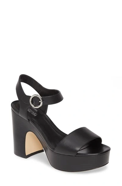 Shop Michael Michael Kors Fiona Platform Sandal In Black Vachetta Leather