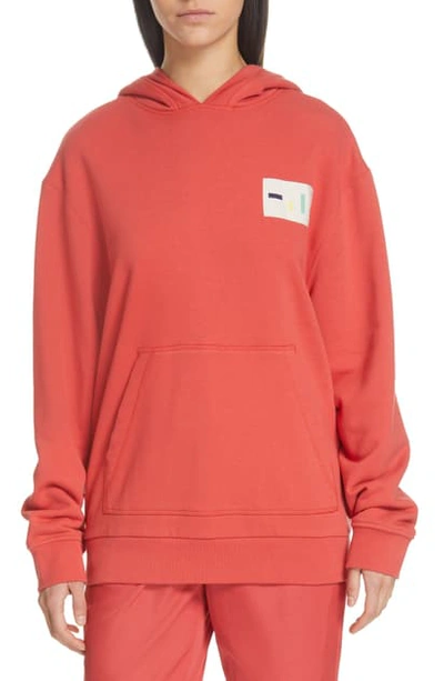 Shop Tibi Logo Patch Hoodie In Red