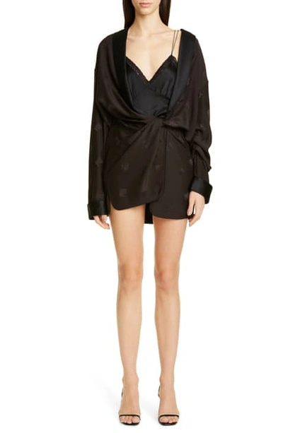 Shop Alexander Wang Draped Silk Pajama Romper In Black