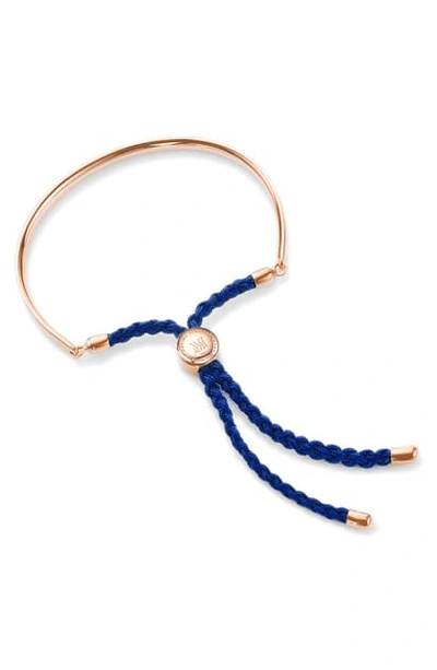 Shop Monica Vinader Fiji Friendship Bracelet In Rose Gold/ Royal Blue