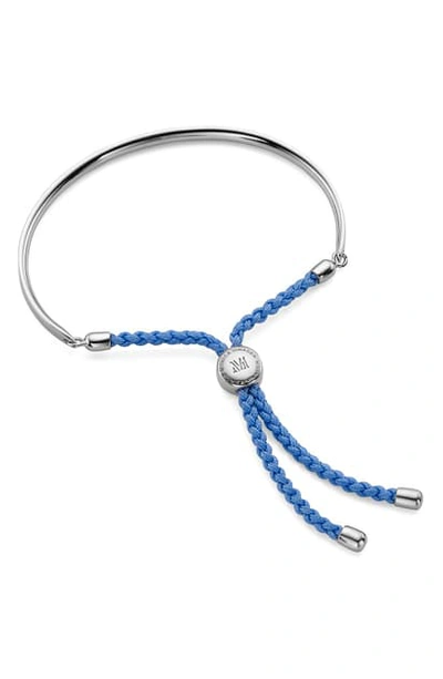Shop Monica Vinader Engravable Fiji Friendship Bracelet In Silver/ Powder Blue