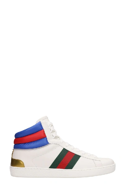 Shop Gucci Ace White Leather Sneakers