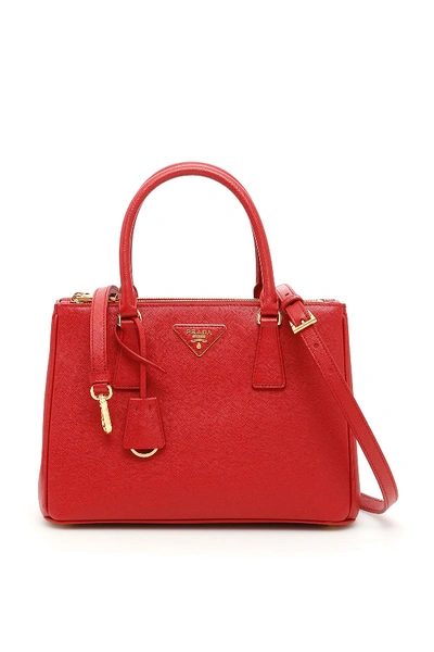 Shop Prada Saffiano Lux Galleria Bag In Fuoco (red)